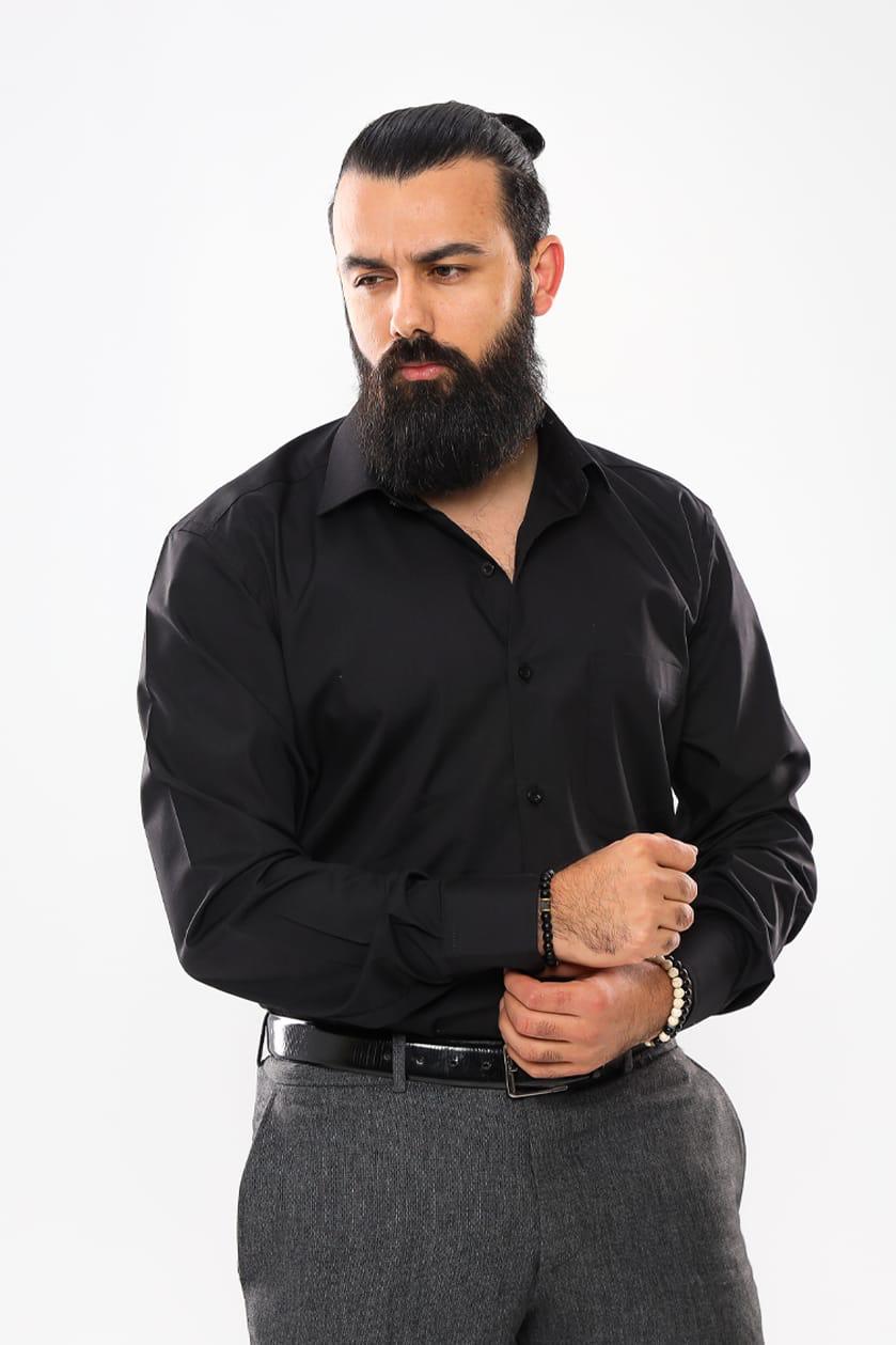 plain suit shirt - Black