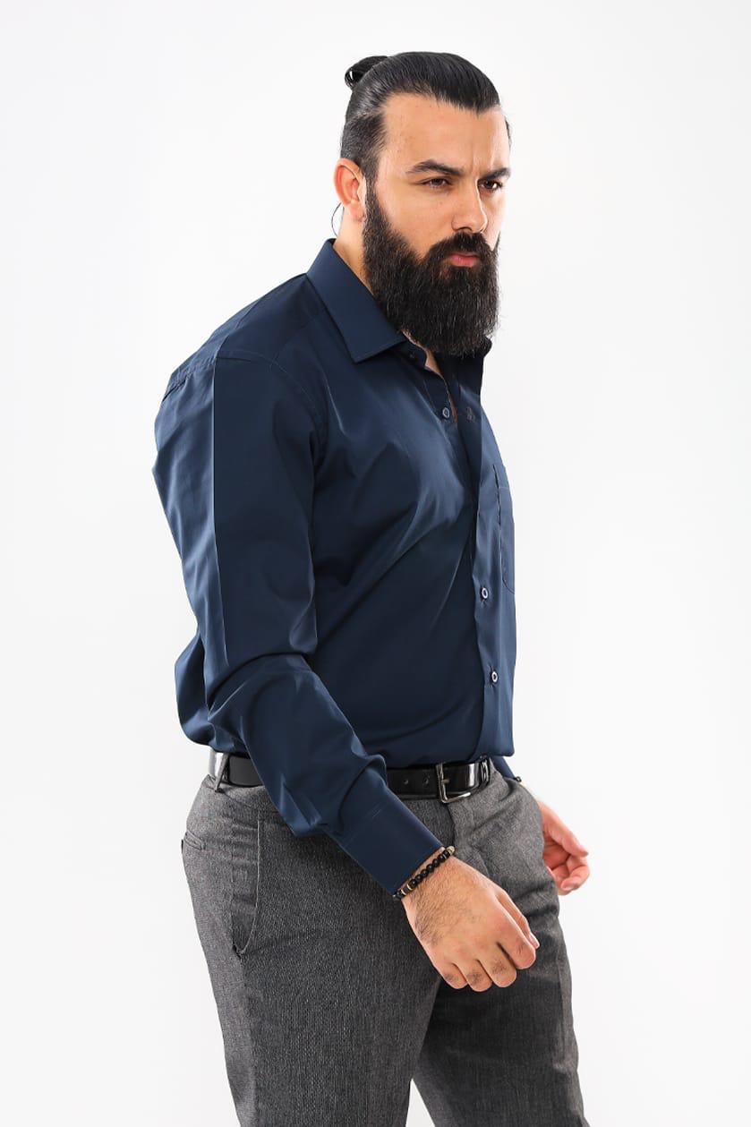 قميص بدلة سادة - أزرق داكن