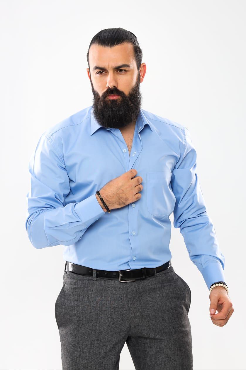 قميص بدلة سادة - أزرق فاتح